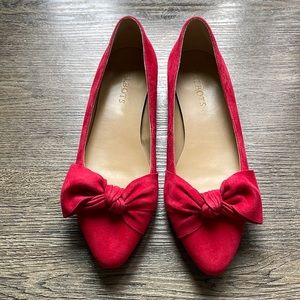 Red Suede Flats with Bow👻🎃👠